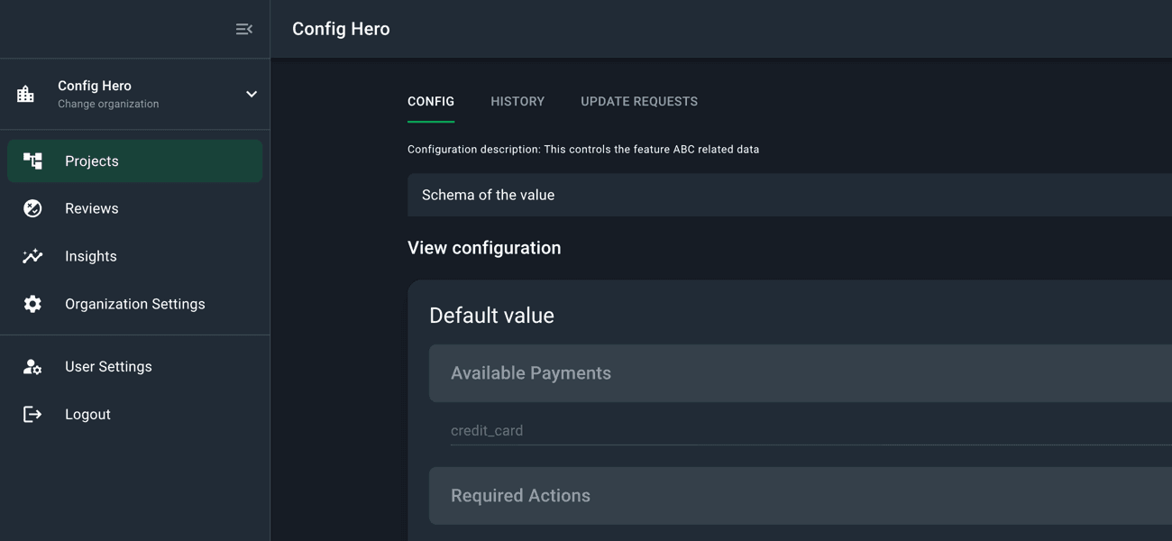 demo of ConfigHero